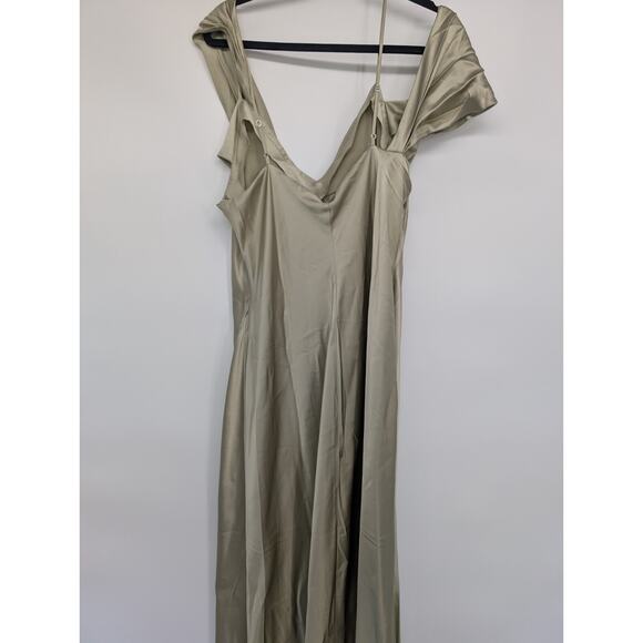 NWT Reformation Ronda Silk Wedding Gown Maxi Dress Size 16 Dried Herb #4B503 - Picture 8 of 12